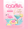 summer cocktail disco party typography poster vector image