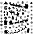 christmas elements and icons silhouette vector image