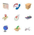 shipping icons set cartoon style vector image vector image