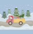 christmas an depicting a cute snowman riding vector image vector image