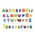 cute monster alphabet and monster numbers vector image vector image