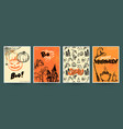 set of four halloween pre-made cards vector image vector image