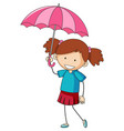 Doodle boy and girl with umbrella Royalty Free Vector Image