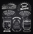 set vintage coffee labels on chalkboard vector image