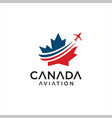 canadian maple aviation logo aircraft design vector image