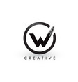 w brush letter logo design creative brushed vector image