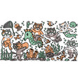 a group of cute cats diving in the sea vector image