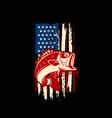 american flag with bass fish bass fishing vector image vector image