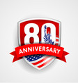anniversary eighty sign with american flag shield vector image vector image