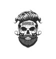 barber shop logo vintage bearded skull vector image