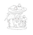 cute cartoon gnomes mushroom house and frog vector image