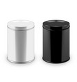 round black and white glossy tin can with lid vector image