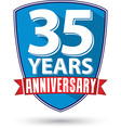 flat design 35 years anniversary label with red vector image