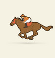 jockey riding horse cartoon sport graphic vector image