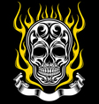 ornate flame skull tattoo vector image