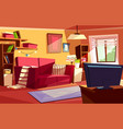 living room interior cartoon vector image vector image
