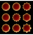 set of golden blank seal wax stamp vector image
