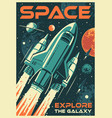 space ship colorful vintage poster vector image