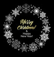snowflakes with text merry christmas and happy new vector image vector image