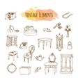 hand drawn vintage elements antique furniture vector image