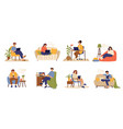 remote work characters home office business vector image