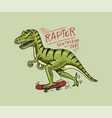 label for skateboarding skater dinosaur vector image vector image