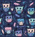 seamless pattern with colorful owls vector image vector image