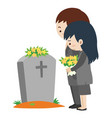 Funeral scene with man and woman Royalty Free Vector Image