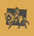 old press style of cowgirl riding the horse vector image