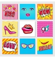 fashion pop art cards vector image