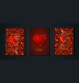 happy valentines day set red greeting card vector image vector image
