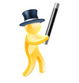 magician in top hat with wand vector image vector image