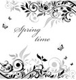 black and white floral banner vector image