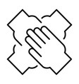 monochrome support hand together icon vector image vector image