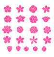 pink flower icon set on white background vector image vector image