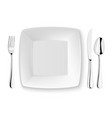 realistic spoon fork knife and dish plate vector image