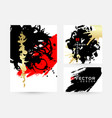modern hand drawn banners with black gold and red vector image vector image