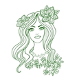 artistic drawing of a beautiful girl with flowers vector image