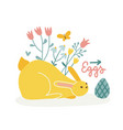cute bunny looking for easter eggs happy easter vector image