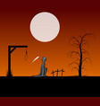 spooky background with grim reaper with scythe vector image