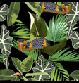 snake and tropical plants seamless pattern vector image