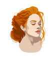 girl with closed eyes freckles and red hair vector image