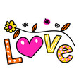 valentine love greeting text title doodle vector image vector image