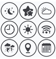 cloud and sun icon storm symbol moon stars vector image