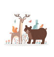 animals of the forest together bear deer rabbit vector image