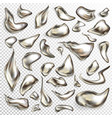 liquid metal or silver paint drops set vector image