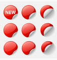 set round glossy red stickers with curled vector image vector image
