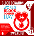 world blood donor day medical banner design vector image