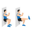 man doing wall sit exercise vector image vector image