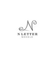 letter n logo needle design template vector image